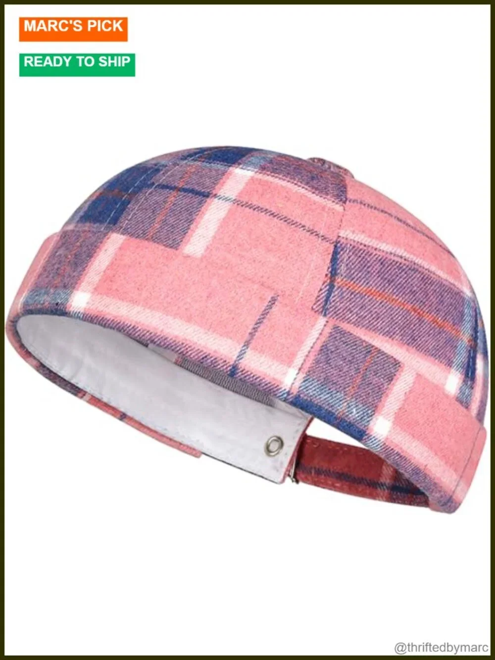 Polyester Brimless Docker Hat Adjustable Beanie Snap Buckle Retro Cuff